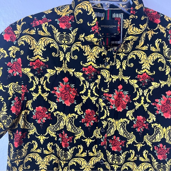 Denim & Flower Floral Button Up Shirt - Sz L - Picture 3 of 5